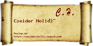 Czeider Holló névjegykártya